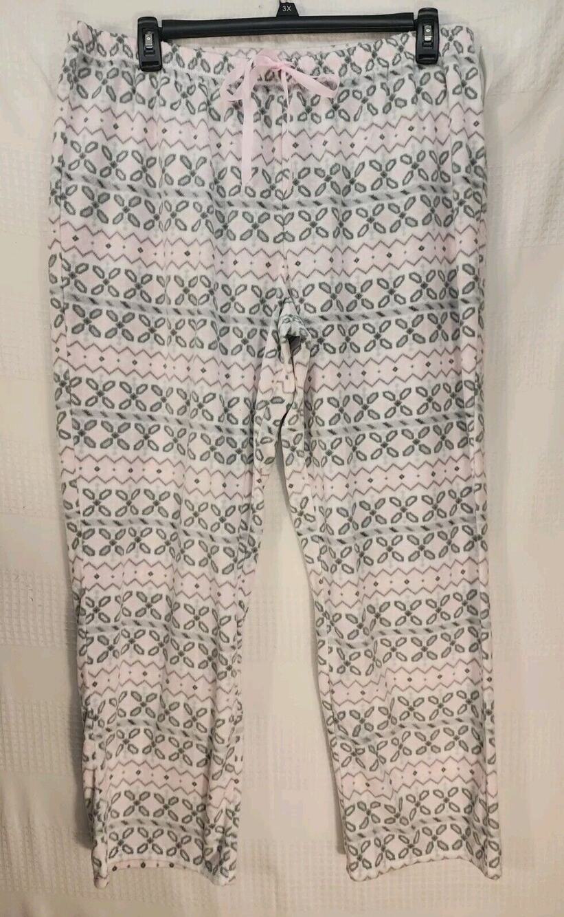 Croft & Barrow Pajama Pants XXL Fleece Loungewear Womens Pink Gray Loungewear
